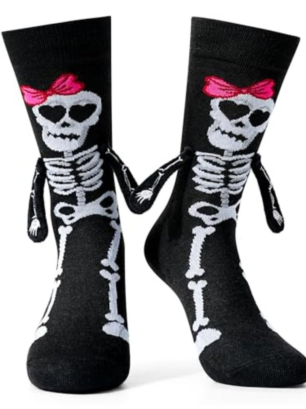 Halloween Holding Hands Socks for Women | Crew Cotton Socks, Dark Skeleton